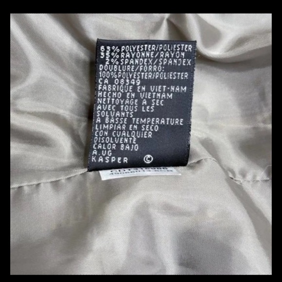 Vintage Kasper Women’s Plaid Pea Coat 16 Gray Yellow Green Belted Long Sleeves - Picture 9 of 11